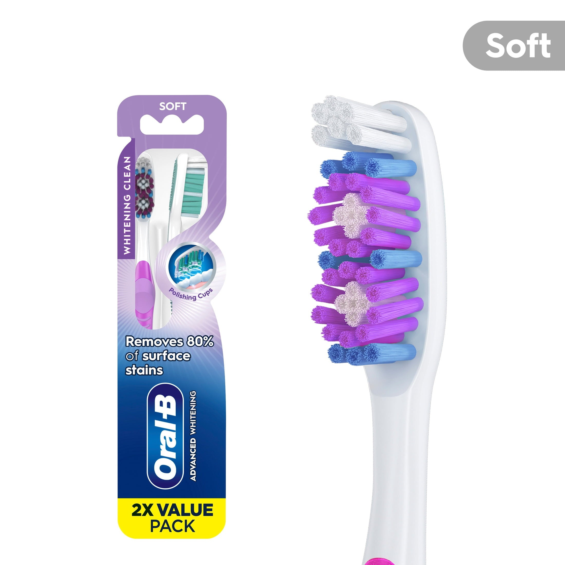 Toothbrush, Advanced Whitening Manual, Soft, 2 Count product photo