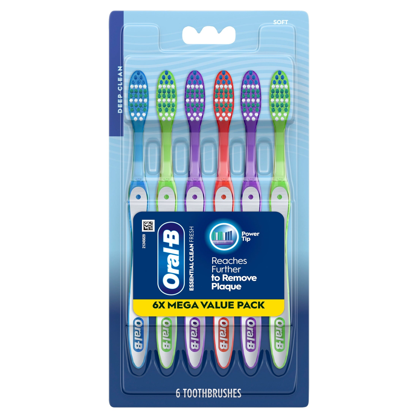 (4 pack)  Toothbrush Pack, Essential Clean Manual Toothbrushes, Soft Bristles, 6 Count product photo