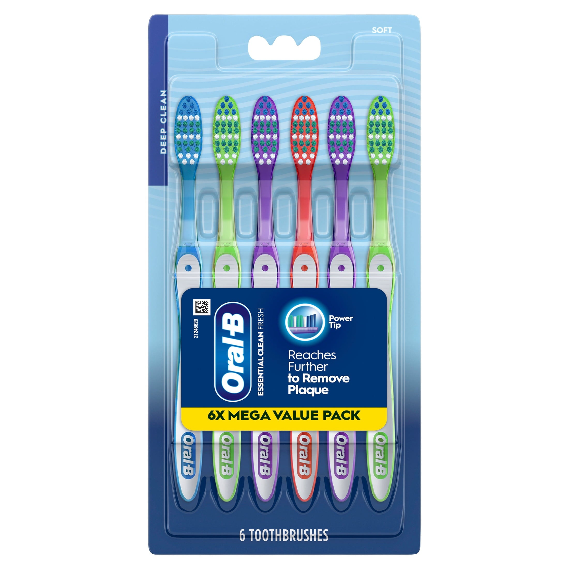 (4 pack)  Toothbrush Pack, Essential Clean Manual Toothbrushes, Soft Bristles, 6 Count product photo