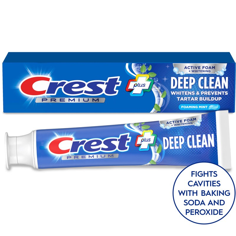 Crest Toothpaste, Premium Plus Deep Clean Toothpaste, Foaming Mint, 5.2 oz product photo