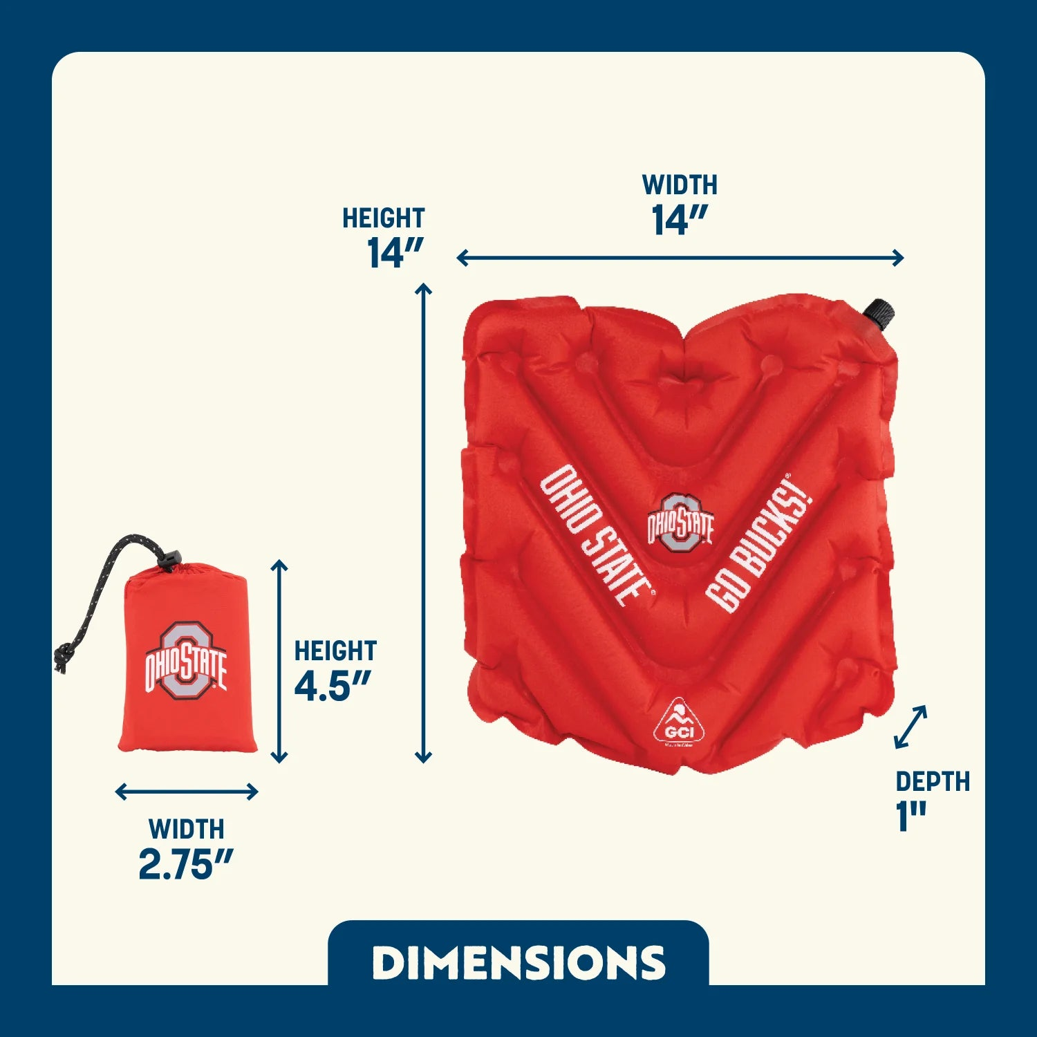 V Seat™ Inflatable Stadium Cushion - Ohio State Buckeyes product photo