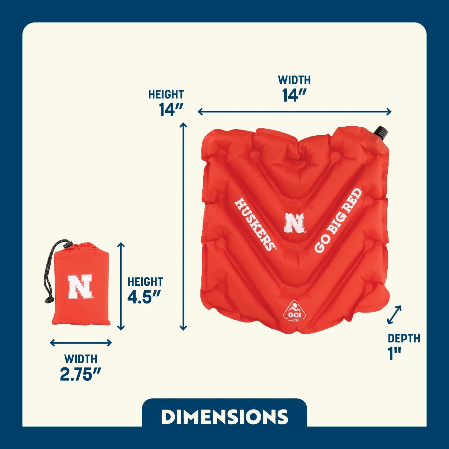 V Seat™ Inflatable Stadium Cushion - Nebraska Cornhuskers product photo