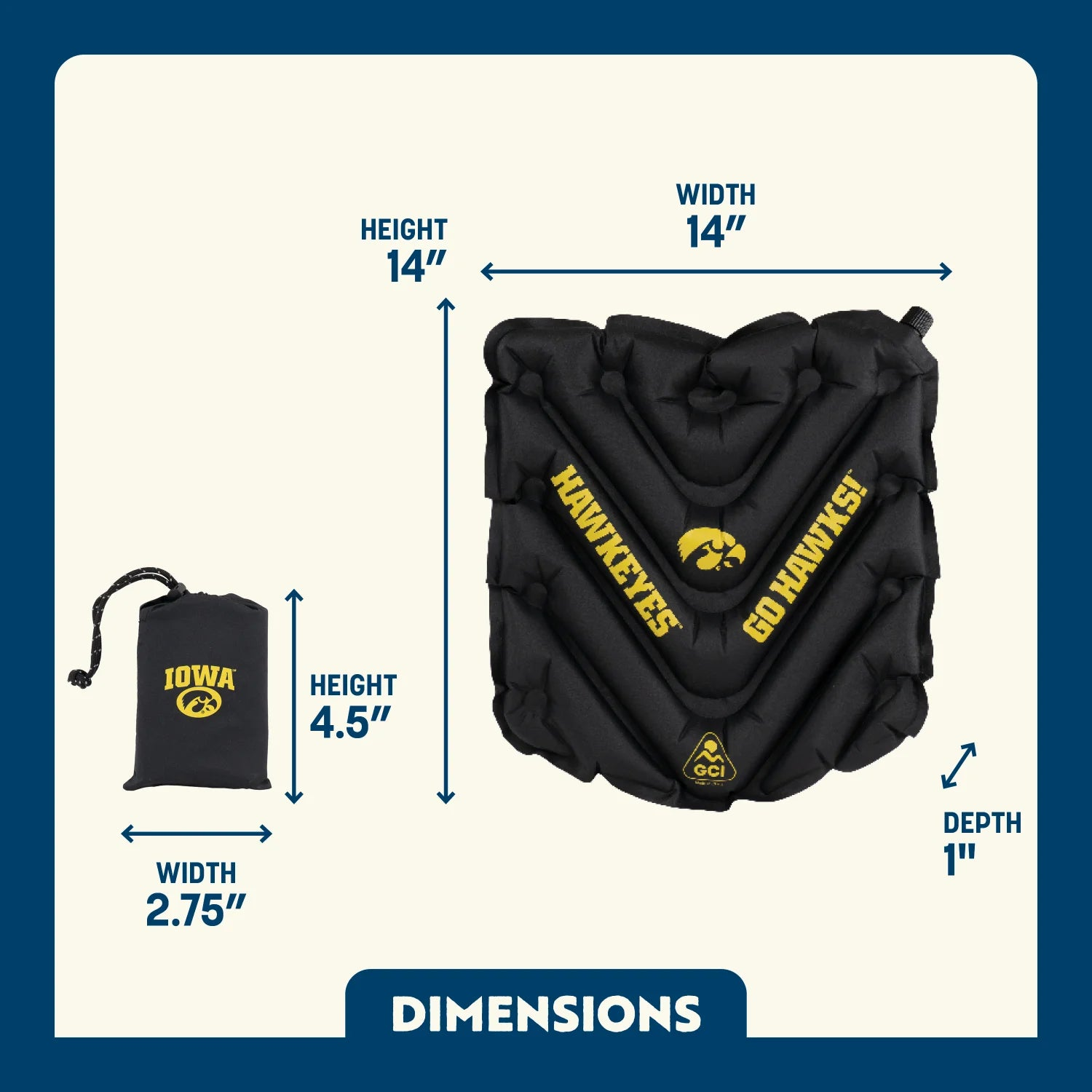 V Seat™ Inflatable Stadium Cushion - Iowa Hawkeyes product photo