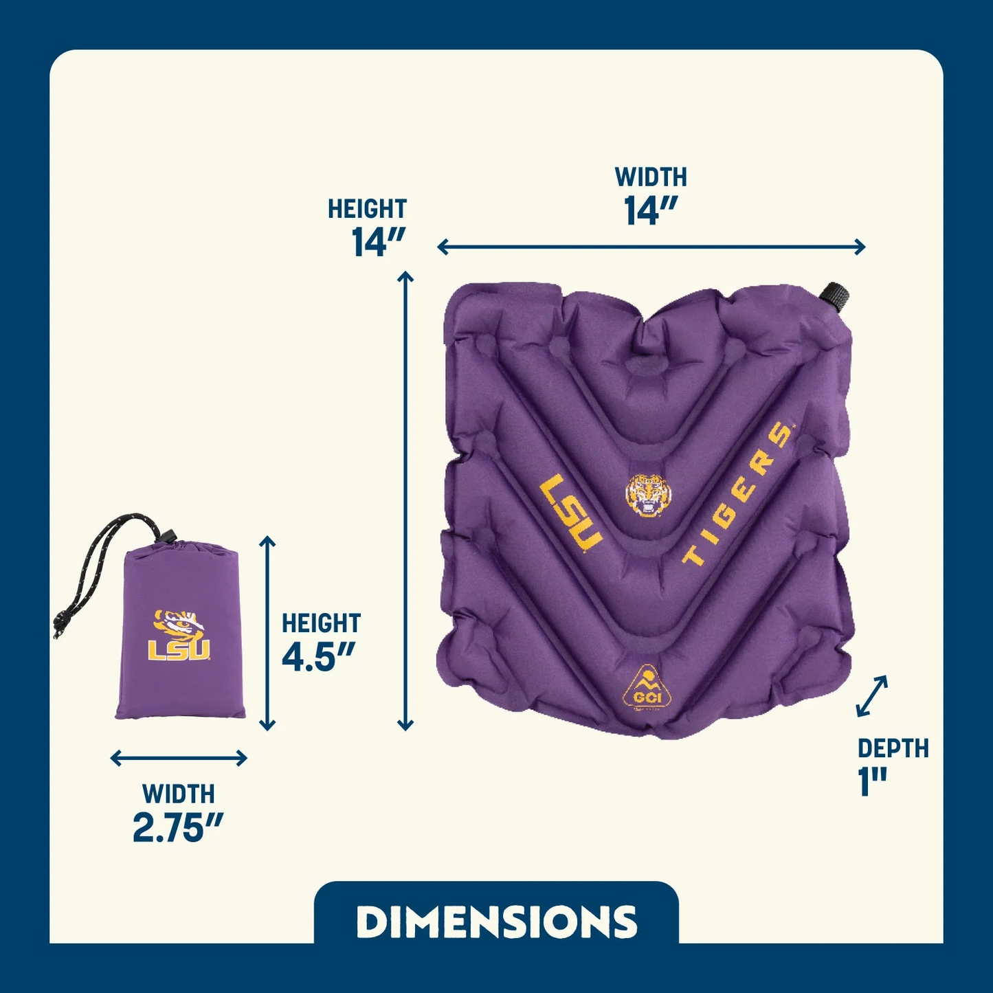 V Seat™ Inflatable Stadium Cushion - LSU Tigers product photo
